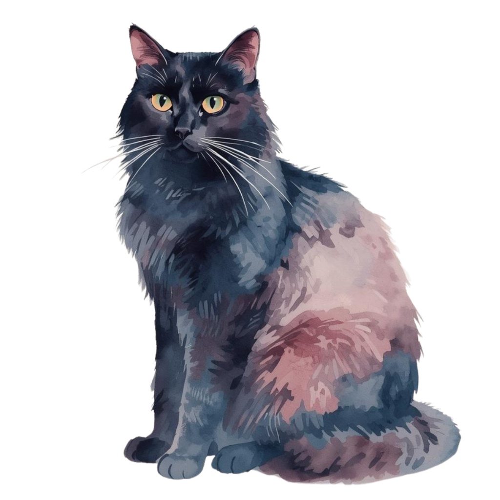 水彩画風 猫ちゃんのクリップアート