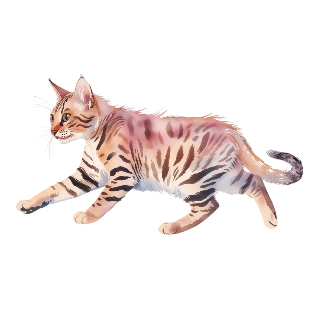 水彩画風 猫ちゃんのクリップアート