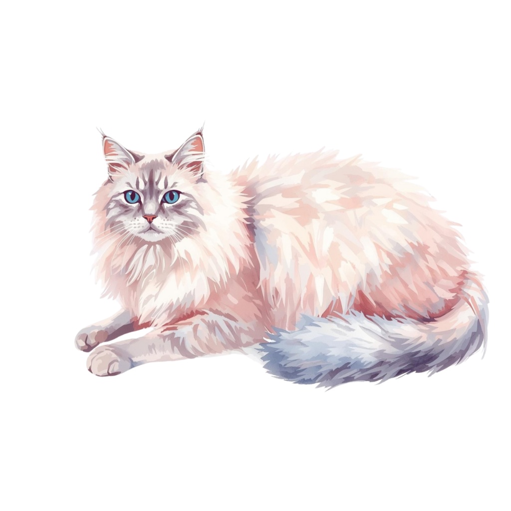 水彩画風 猫ちゃんのクリップアート