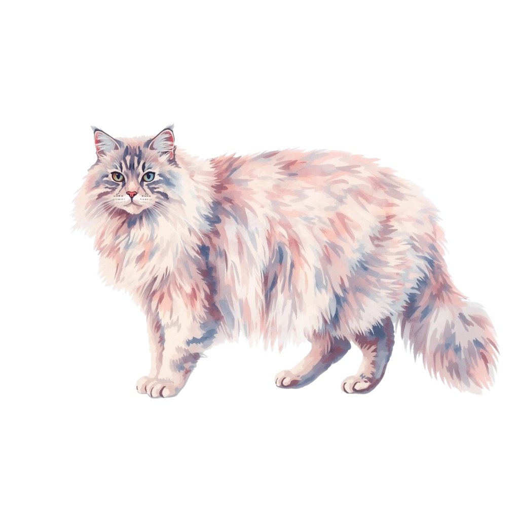 水彩画風 猫ちゃんのクリップアート