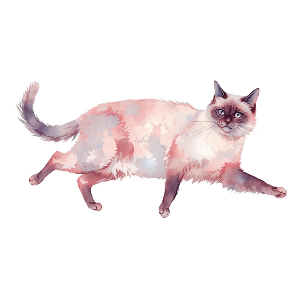 水彩画風 猫ちゃんのクリップアート