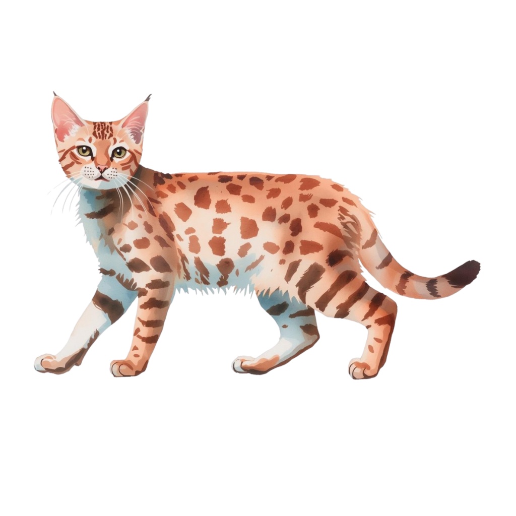 水彩画風 猫ちゃんのクリップアート