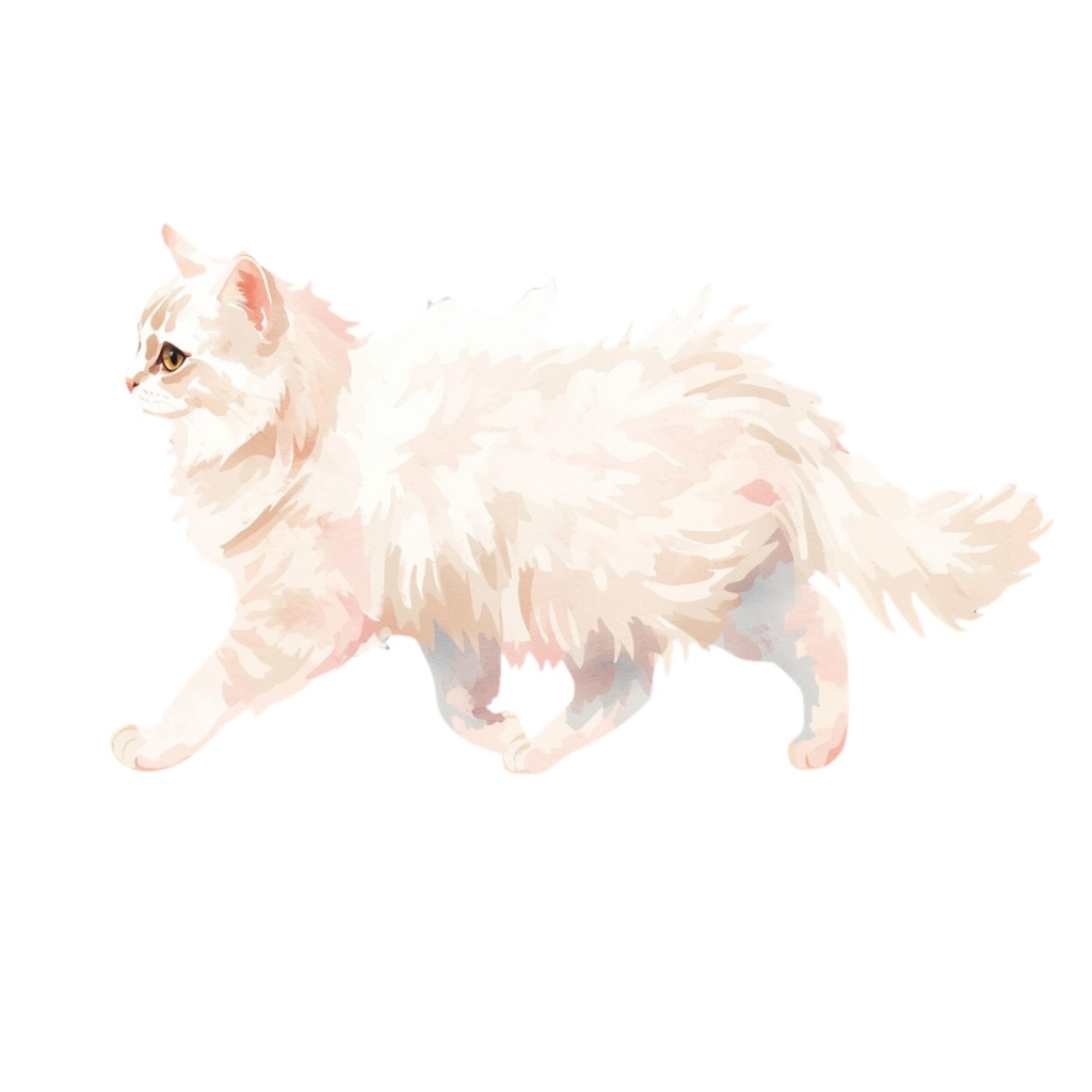 水彩画風 猫ちゃんのクリップアート