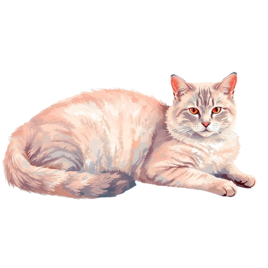 水彩画風 猫ちゃんのクリップアート