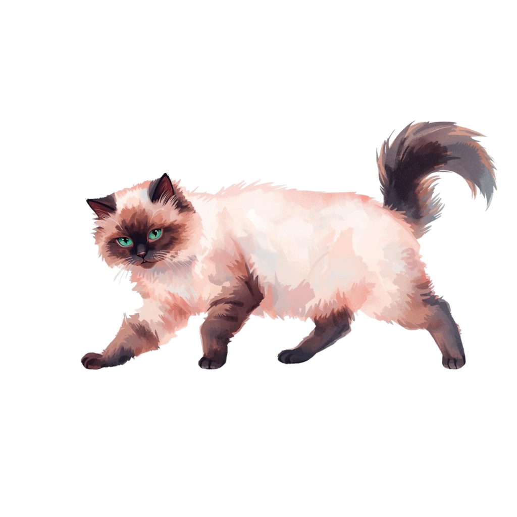 水彩画風 猫ちゃんのクリップアート