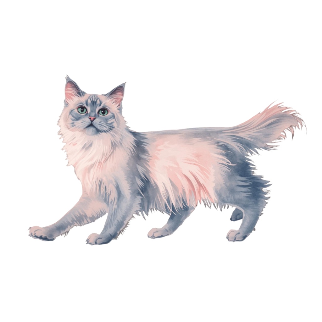 水彩画風 猫ちゃんのクリップアート