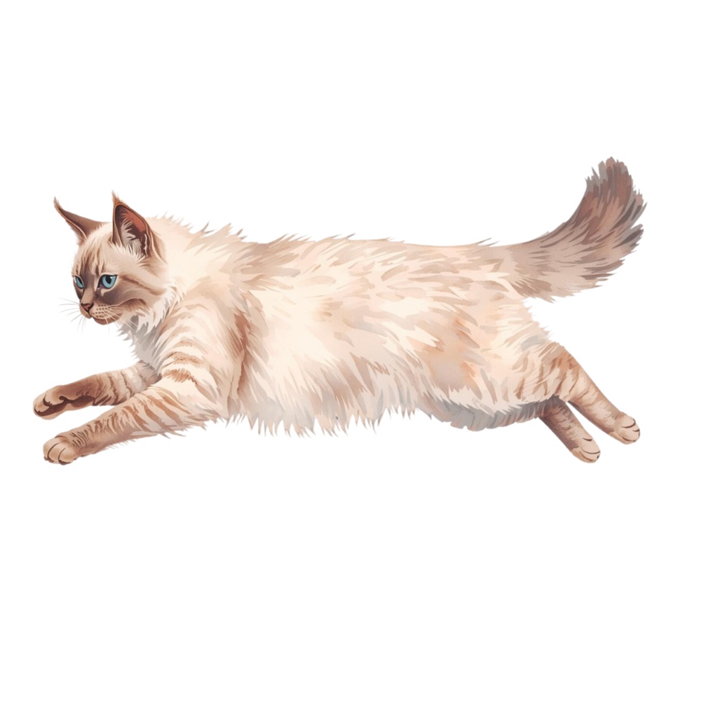 水彩画風 猫ちゃんのクリップアート