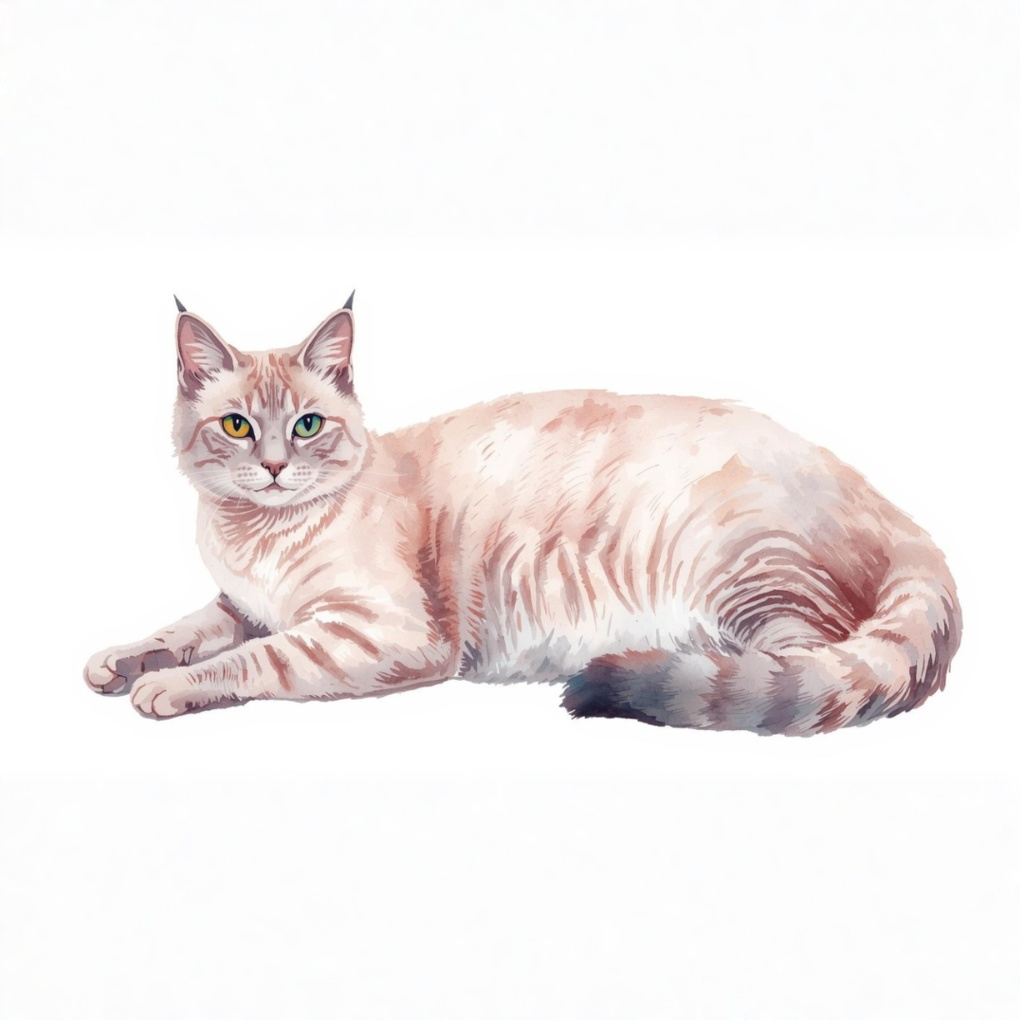 水彩画風 猫ちゃんのクリップアート