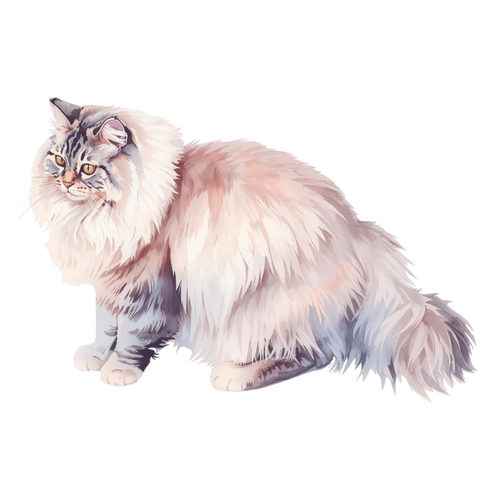 水彩画風 猫ちゃんのクリップアート