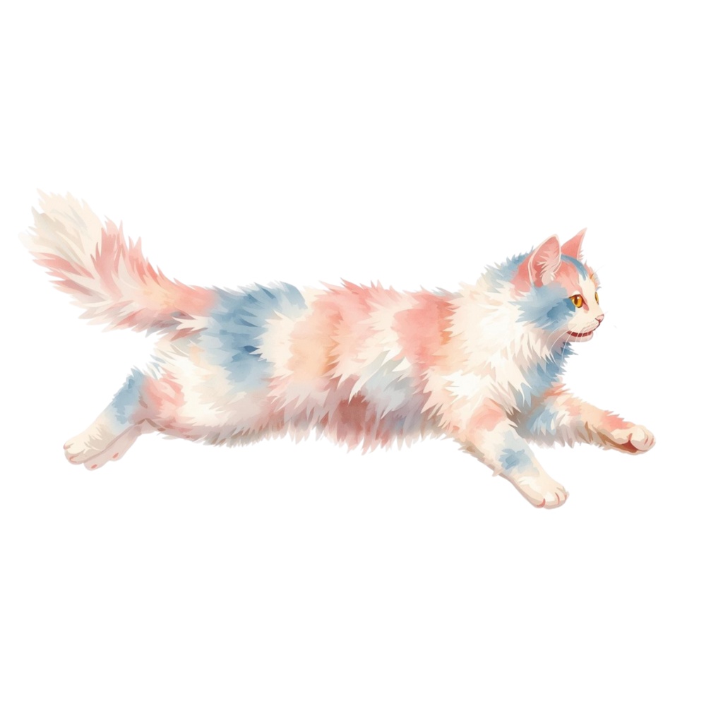 水彩画風 猫ちゃんのクリップアート