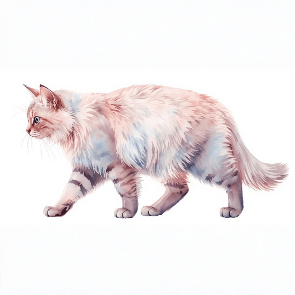 水彩画風 猫ちゃんのクリップアート