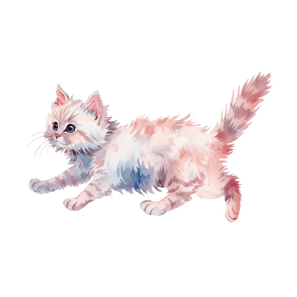 水彩画風 猫ちゃんのクリップアート