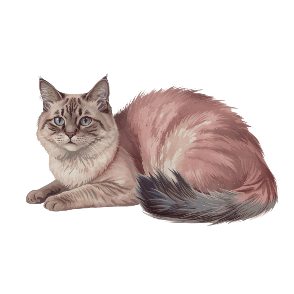 水彩画風 猫ちゃんのクリップアート