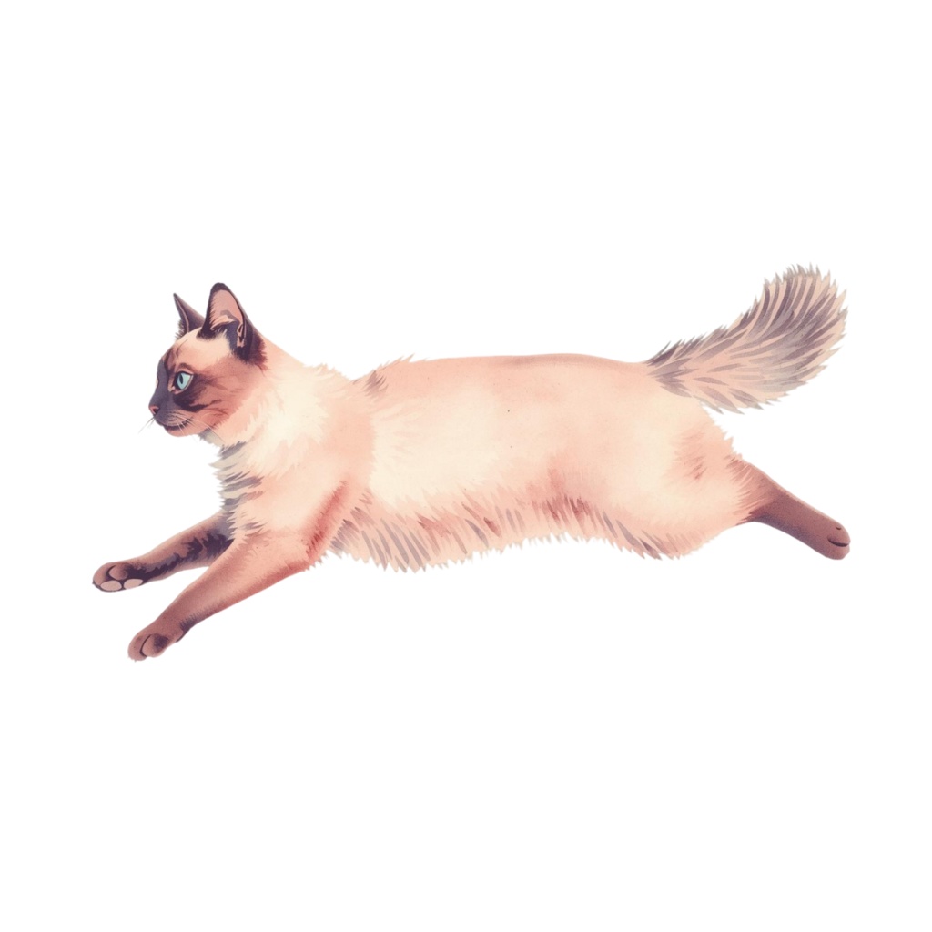 水彩画風 猫ちゃんのクリップアート
