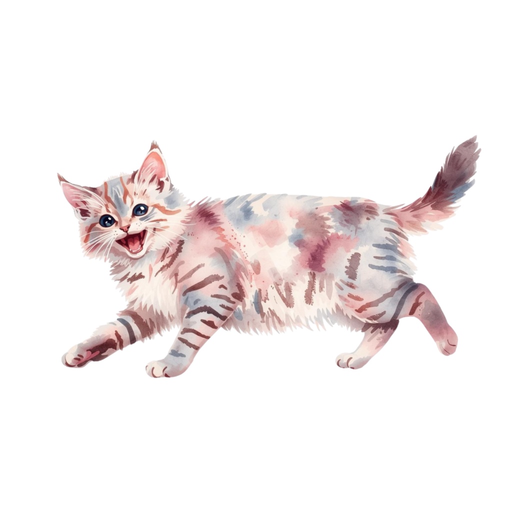 水彩画風 猫ちゃんのクリップアート