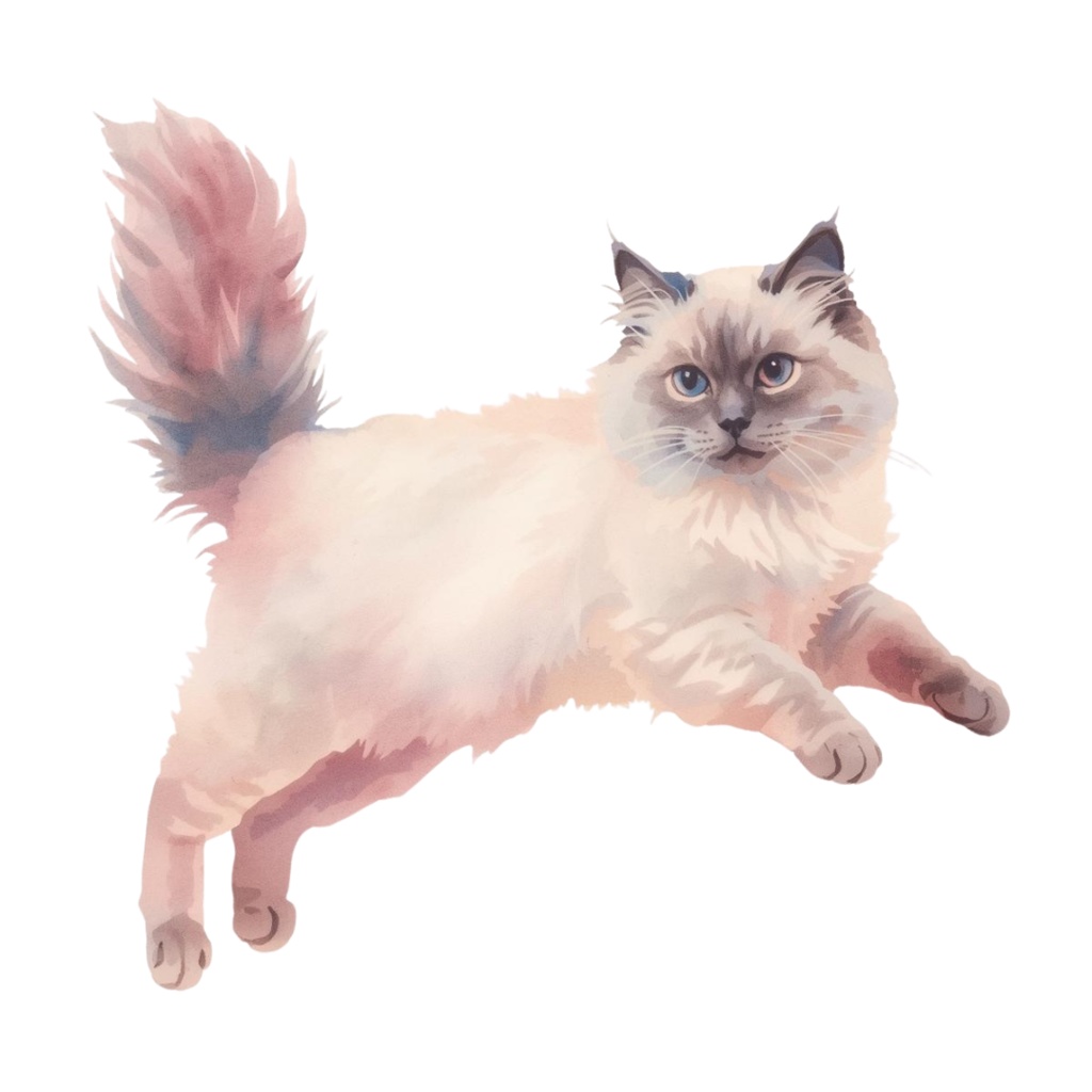 水彩画風 猫ちゃんのクリップアート