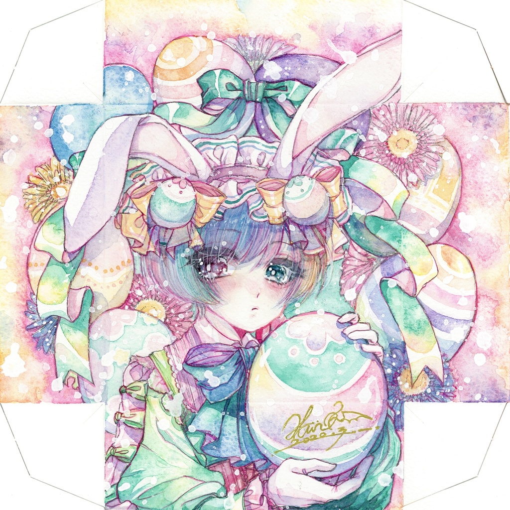 【Easter rabbit*s】ペーパー3Dキャンバス原画
