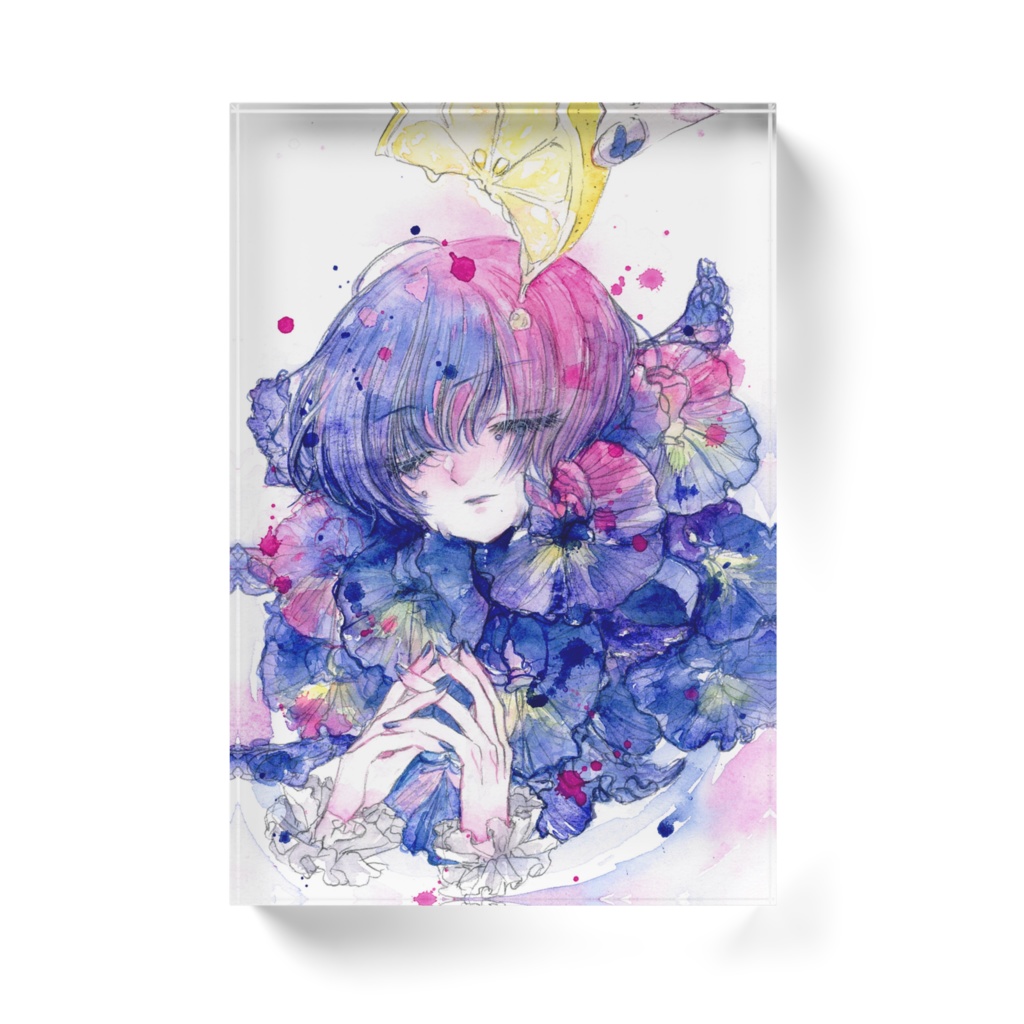 「バタフライピーに檸檬を一雫」アクリルブロック