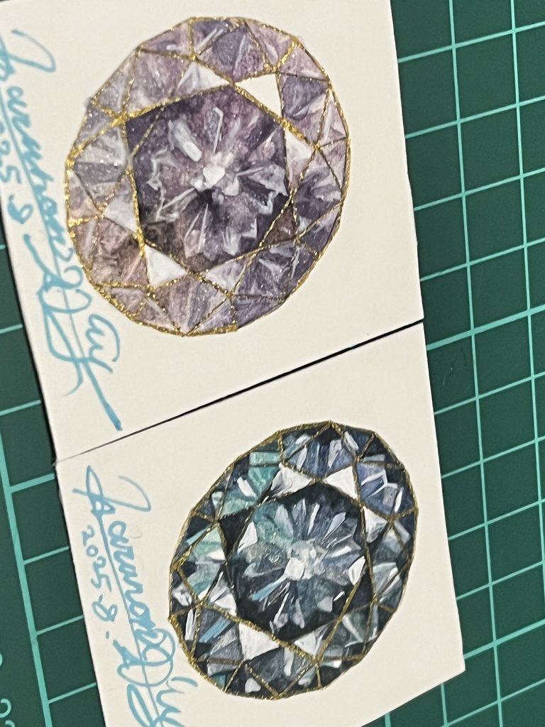 宝石モチーフ💎フレームレス・ミニ原画4点