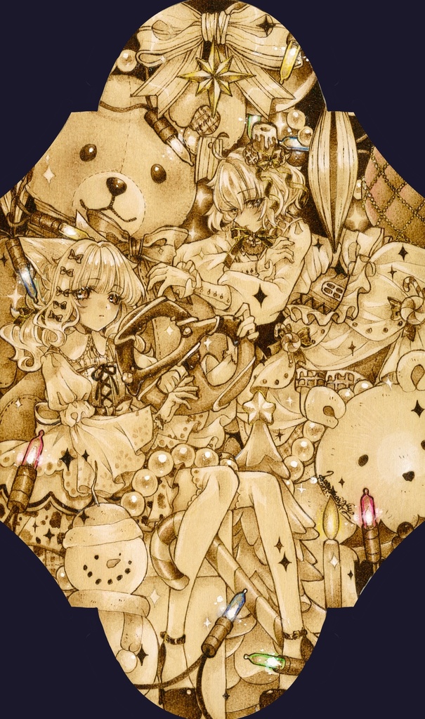 【ウッドバーニング原画】I wish you a merry christmas