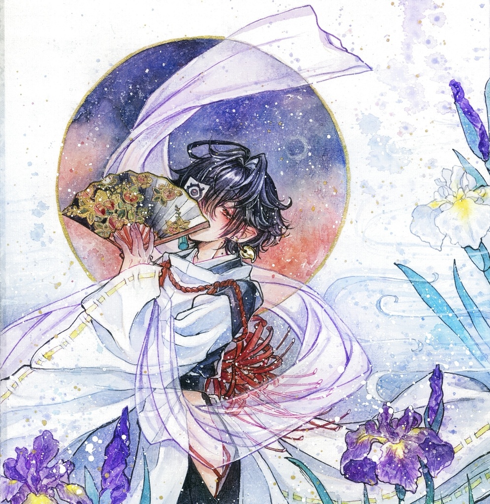 掛軸原画「紫苑に舞ふ」