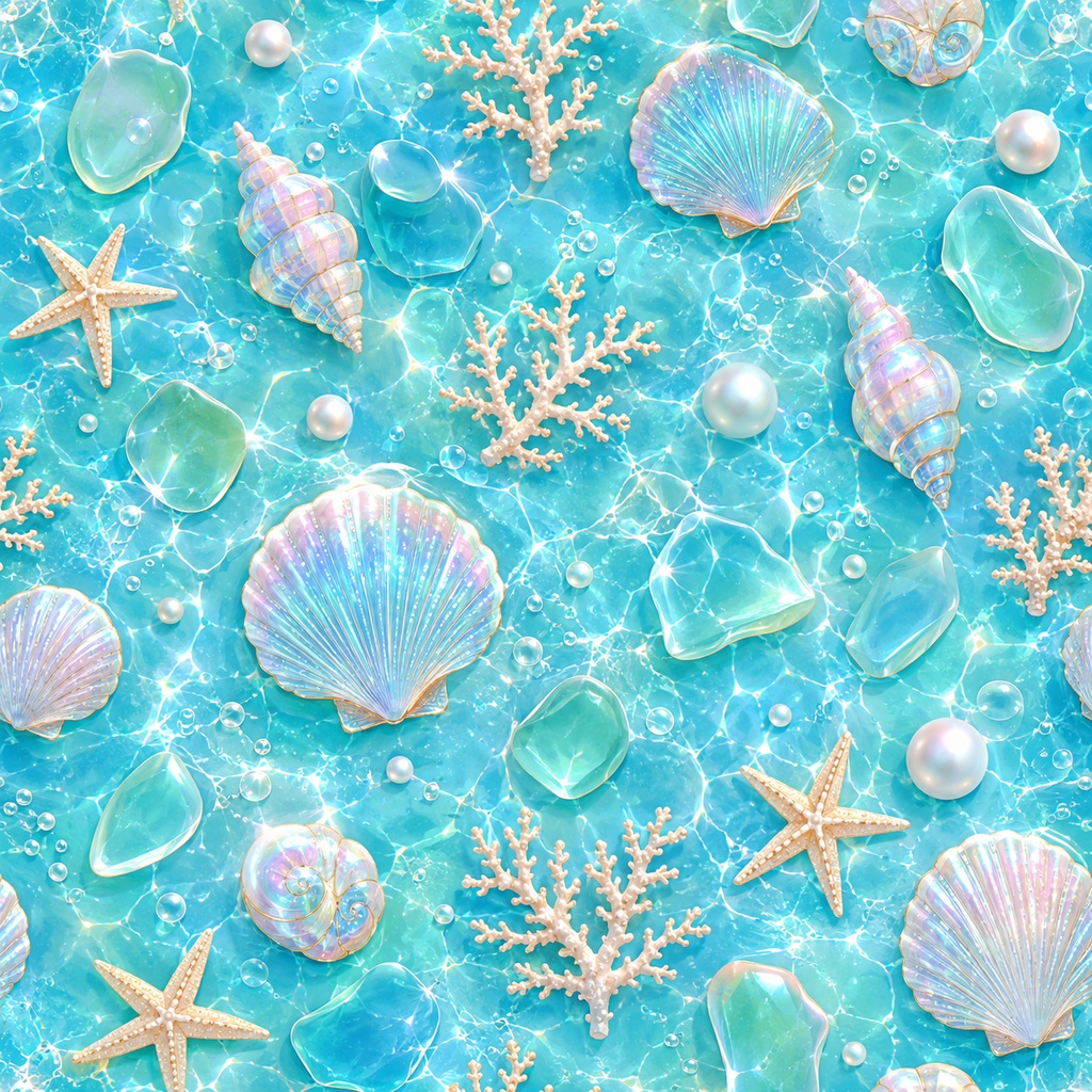 Pastel Ocean Digital Paper|海のきらめき 7色セット【正方形・折り紙にもおすすめ】