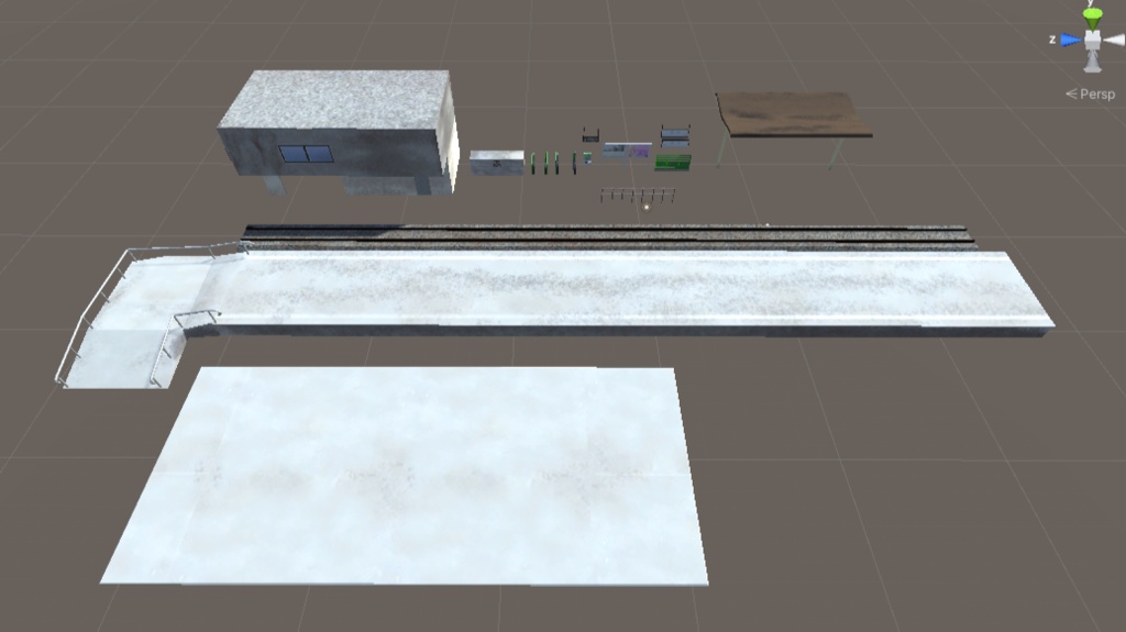 ローカル線の終点駅3Dモデル【Unity対応】