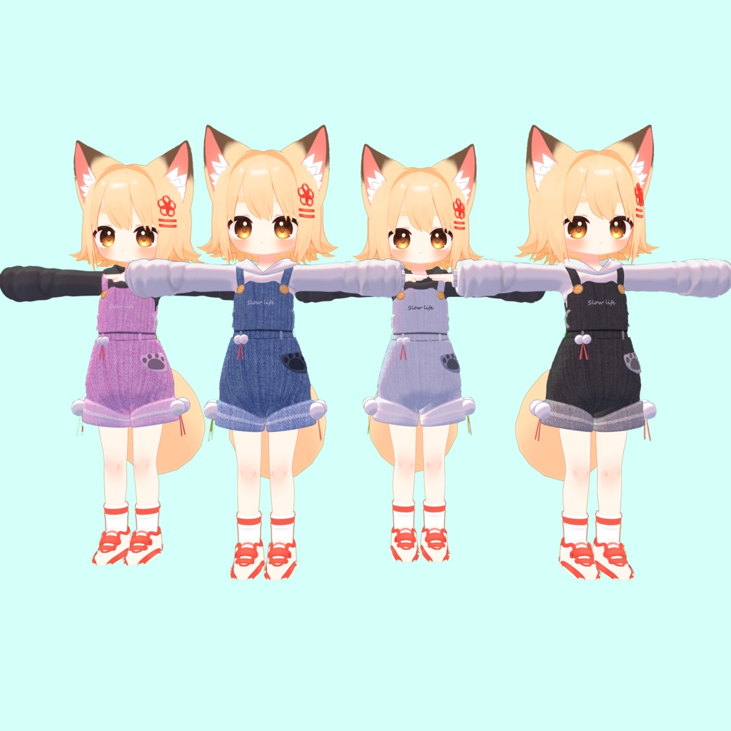 【4アバター対応】ねこねこオーバーオール