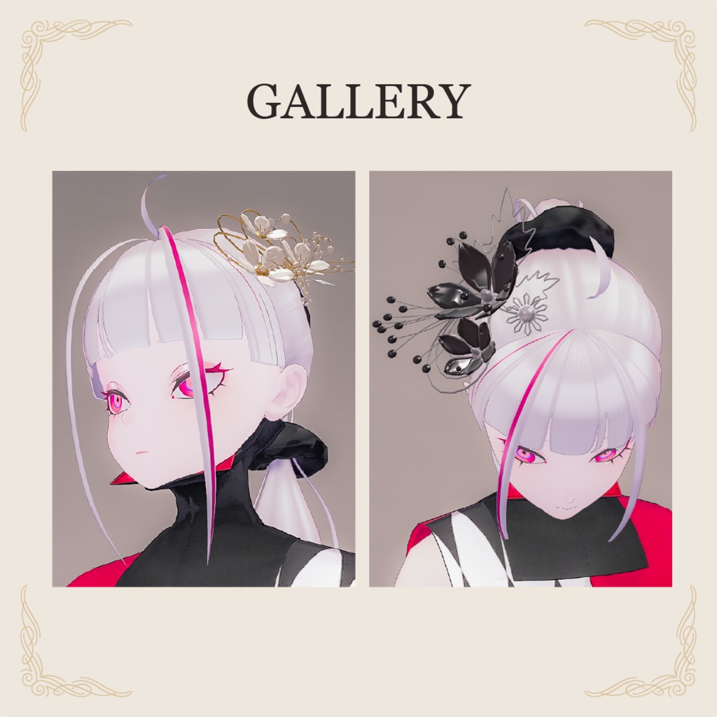 ヘアアクセサリー【VRChat/6点セット】Lumi Flora Hair Ornament|浴衣・ドレスの髪飾り【発売記念500円】