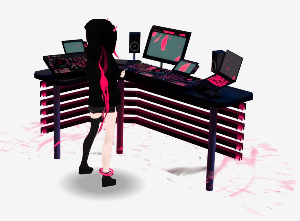 cluster向けVRMアバター 【 DJBooth & HOM02 + DJBooth 一体型】