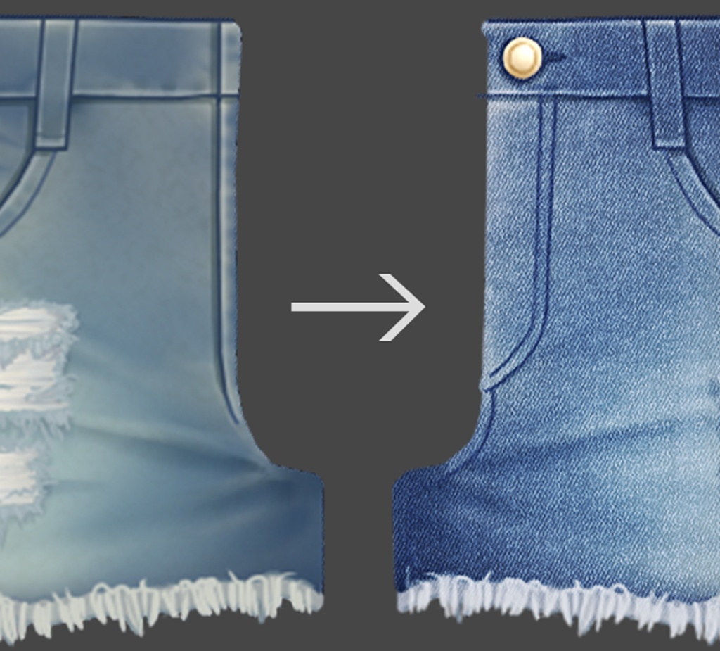 【VRoid用テクスチャー】ショートデニムパンツ