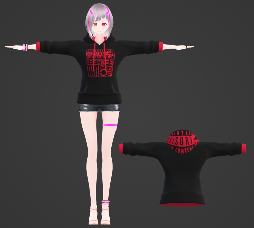 【VRoid用フードパーカー】ANGER