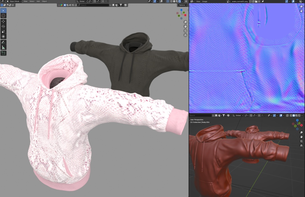 【VRoidテクスチャ】蛇革フードパーカー-2025 Snake-