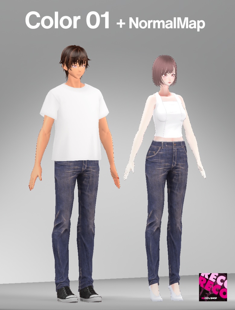 【VRoidテクスチャ】デニムパンツ -Faded Denim Jeans-