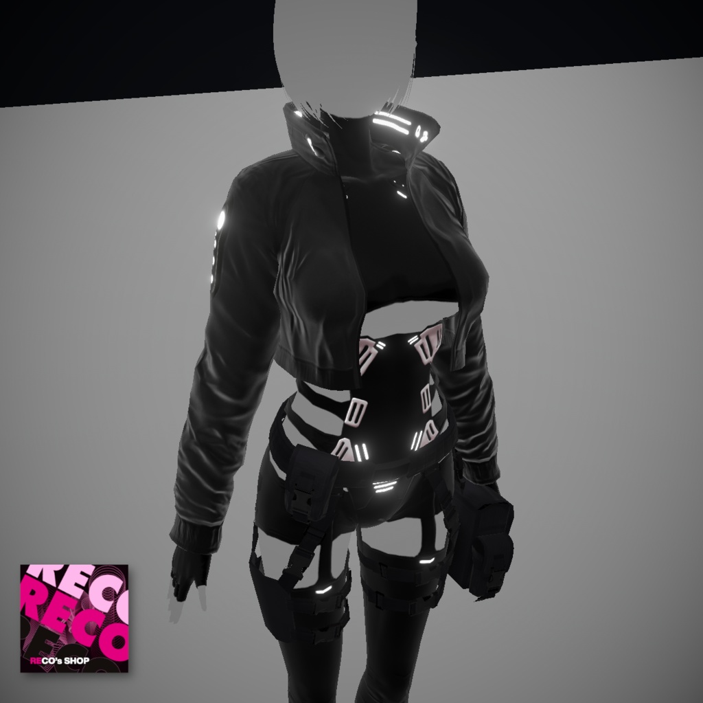 【 VRoidテクスチャ & XWear 】Cyberミリタリーボディースーツ & ジャケット