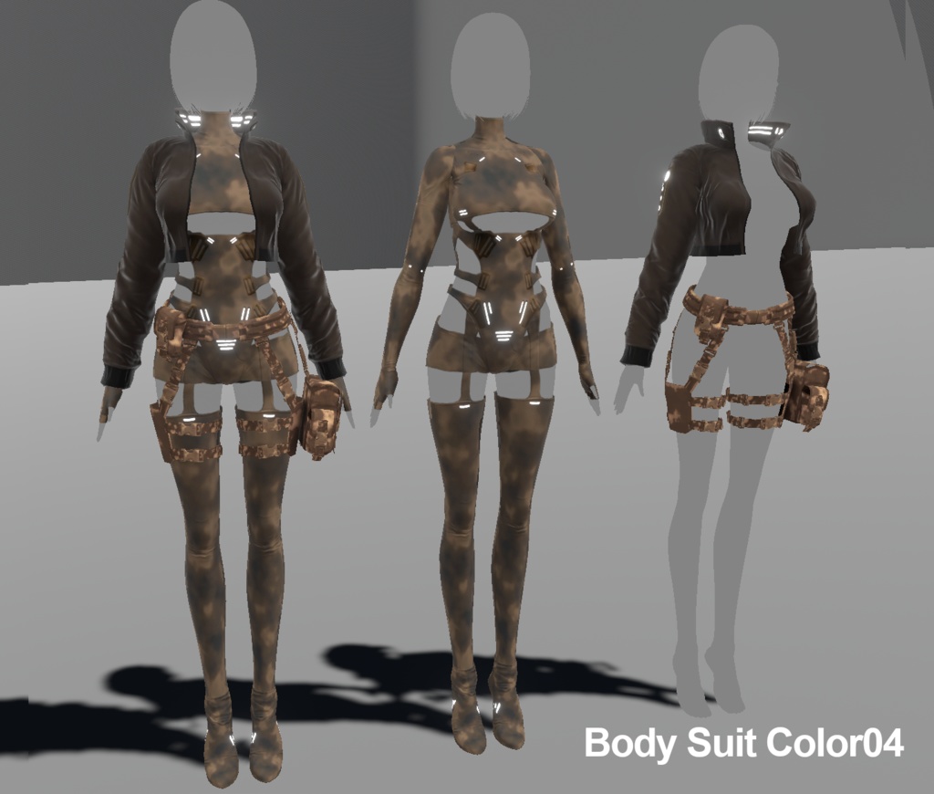 【 VRoidテクスチャ & XWear 】Cyberミリタリーボディースーツ & ジャケット