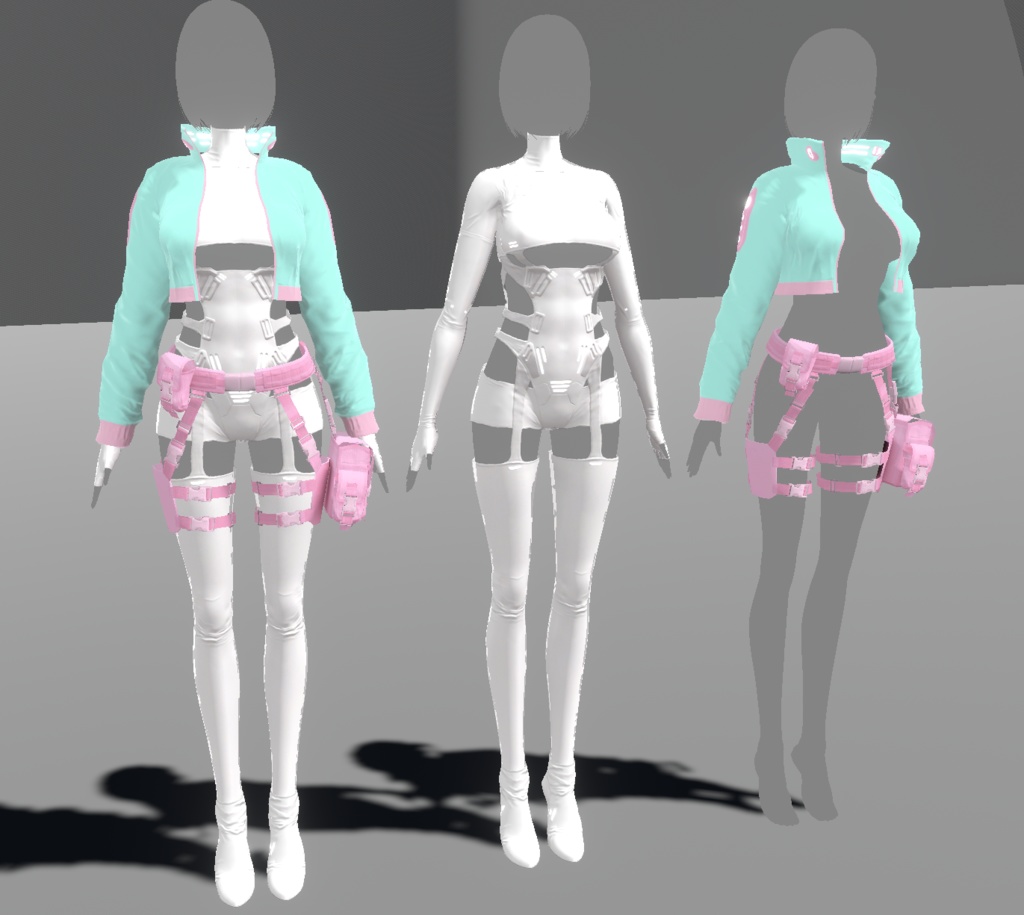 【 VRoidテクスチャ & XWear 】Cyberミリタリーボディースーツ & ジャケット