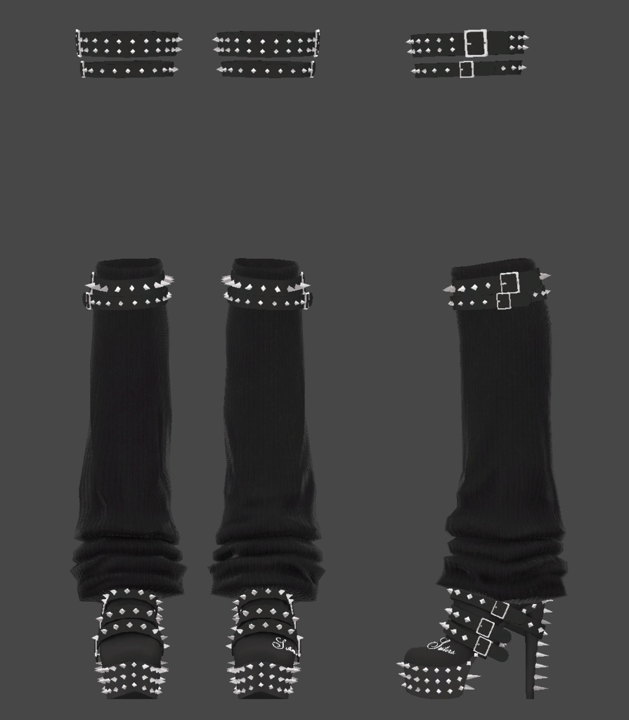 【 XWear衣装 】 スタッズハイヒール & レッグカバー -Studded High Heel Boots & Leg cover-