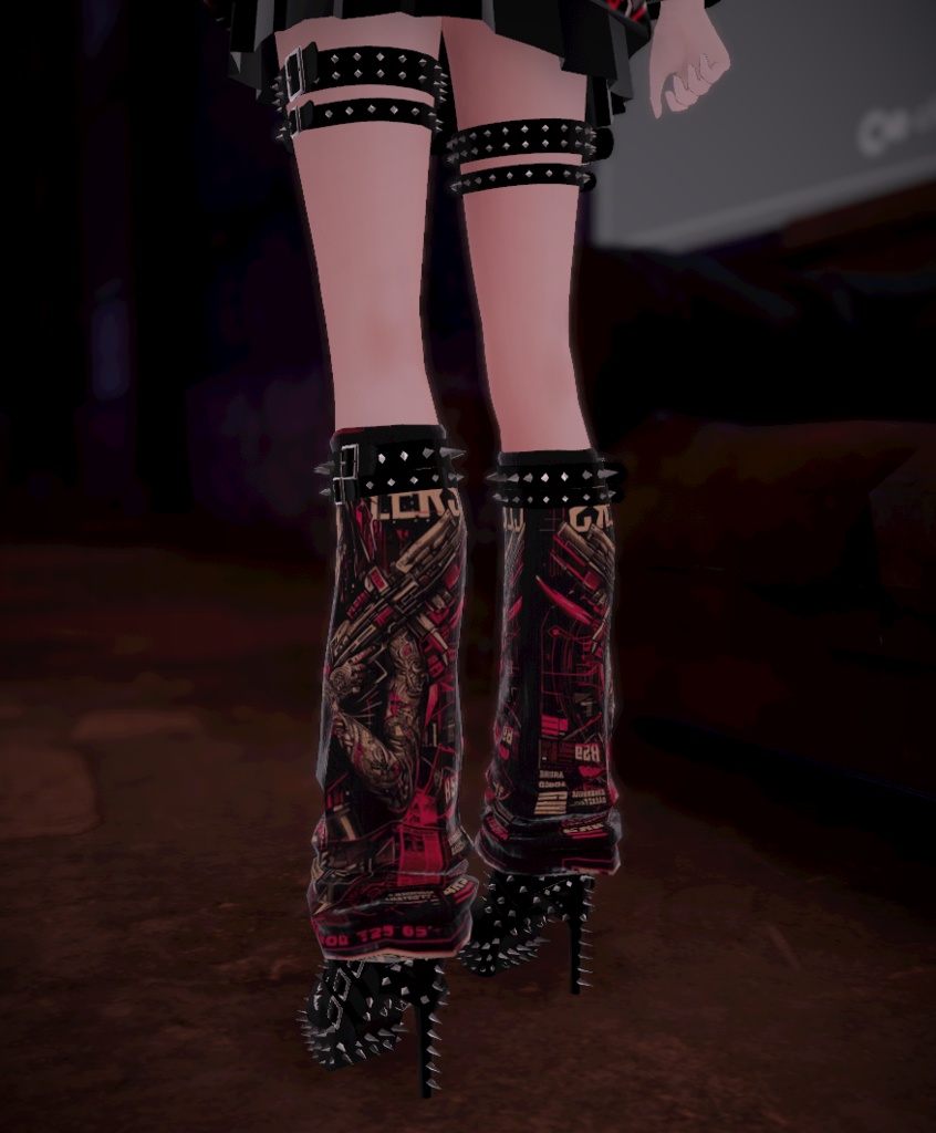 【 XWear衣装 】 スタッズハイヒール & レッグカバー -Studded High Heel Boots & Leg cover-
