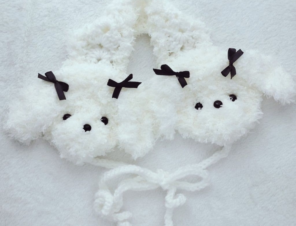 トイプードルのイヤーマフ 黒　ゴスロリ 