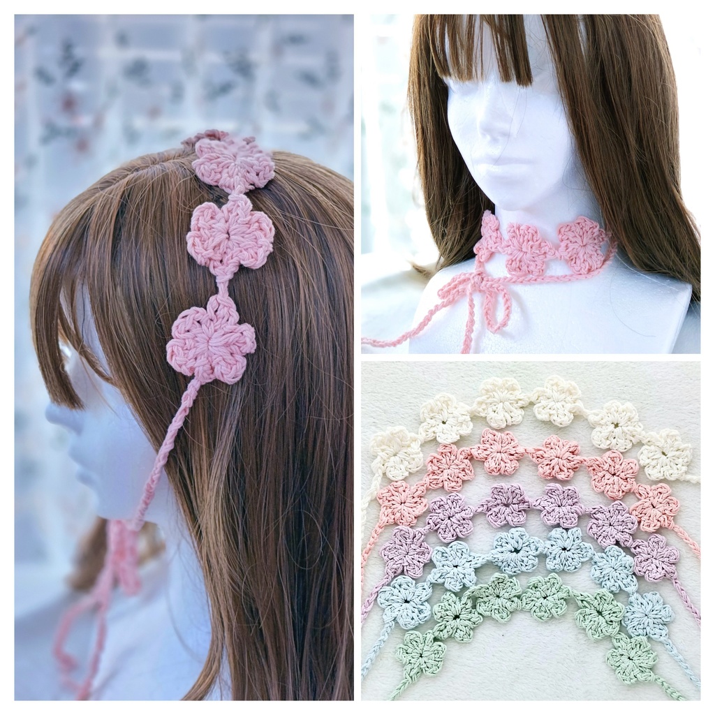 お花のマルチバンド　ヘッドドレス つけ襟