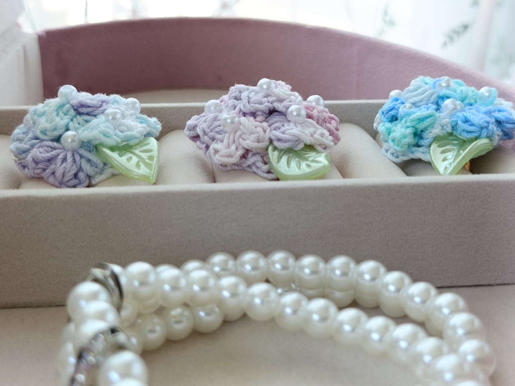 ぬい撮りあじさいリング 全3色 紫陽花 指輪