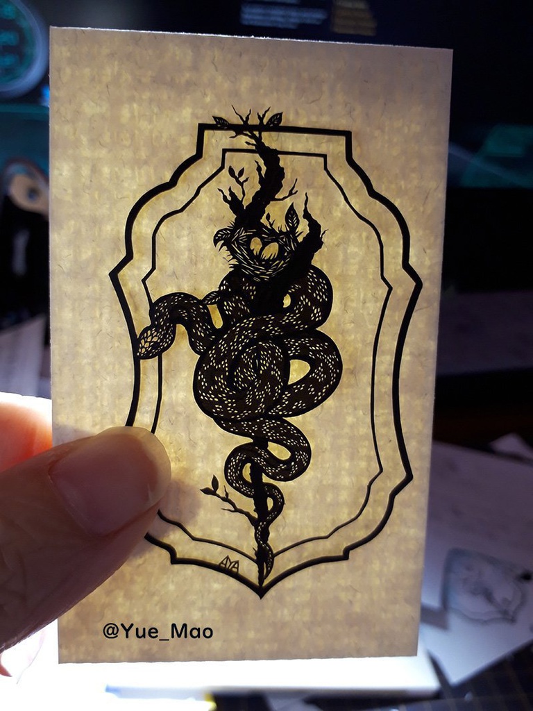 切り絵 アスクレピオスの杖 Aya S Papercutting Works Booth