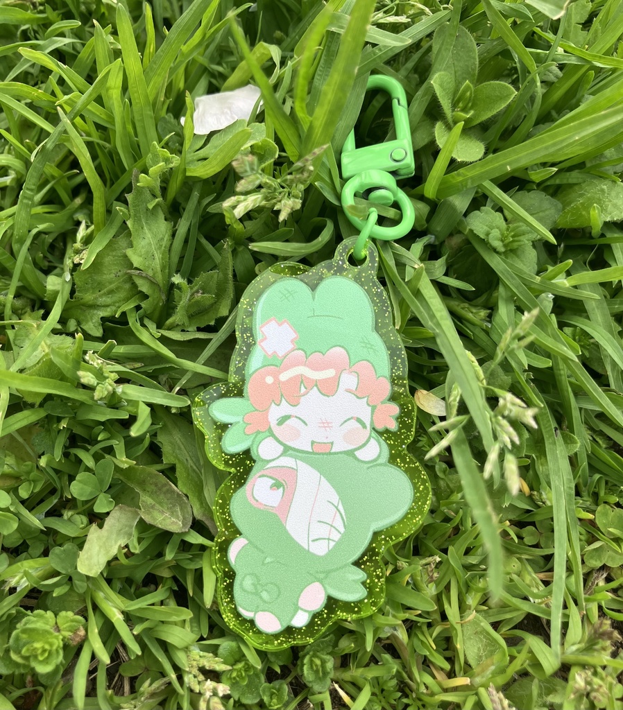 緑うさアクリルキーホルダー