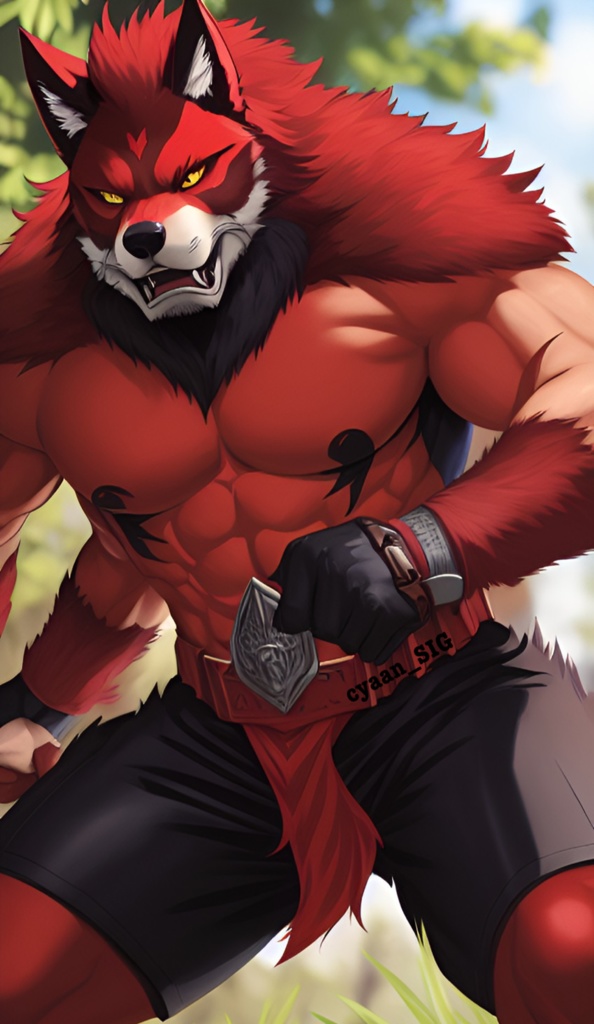 アスリート体型の狼の獣人【筋肉】+15枚入