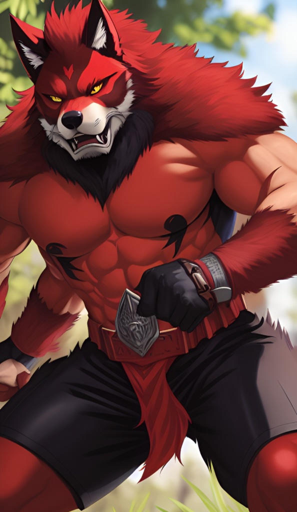 アスリート体型の狼の獣人【筋肉】+15枚入