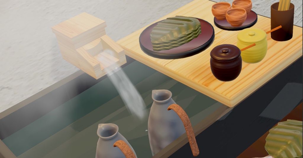 【VRChat想定】足湯とおでんとお酒のスペースセット