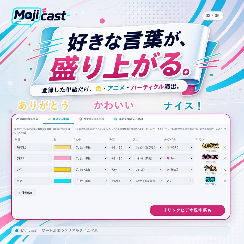【無料】Mojicast(モジキャスト)|完全オフラインの配信字幕アプリ − 日本語音声認識・翻訳・OBS連携