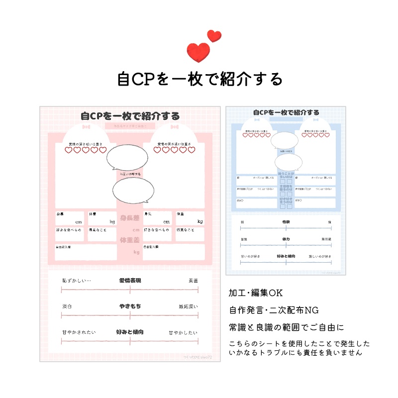 自カプを一枚で紹介する