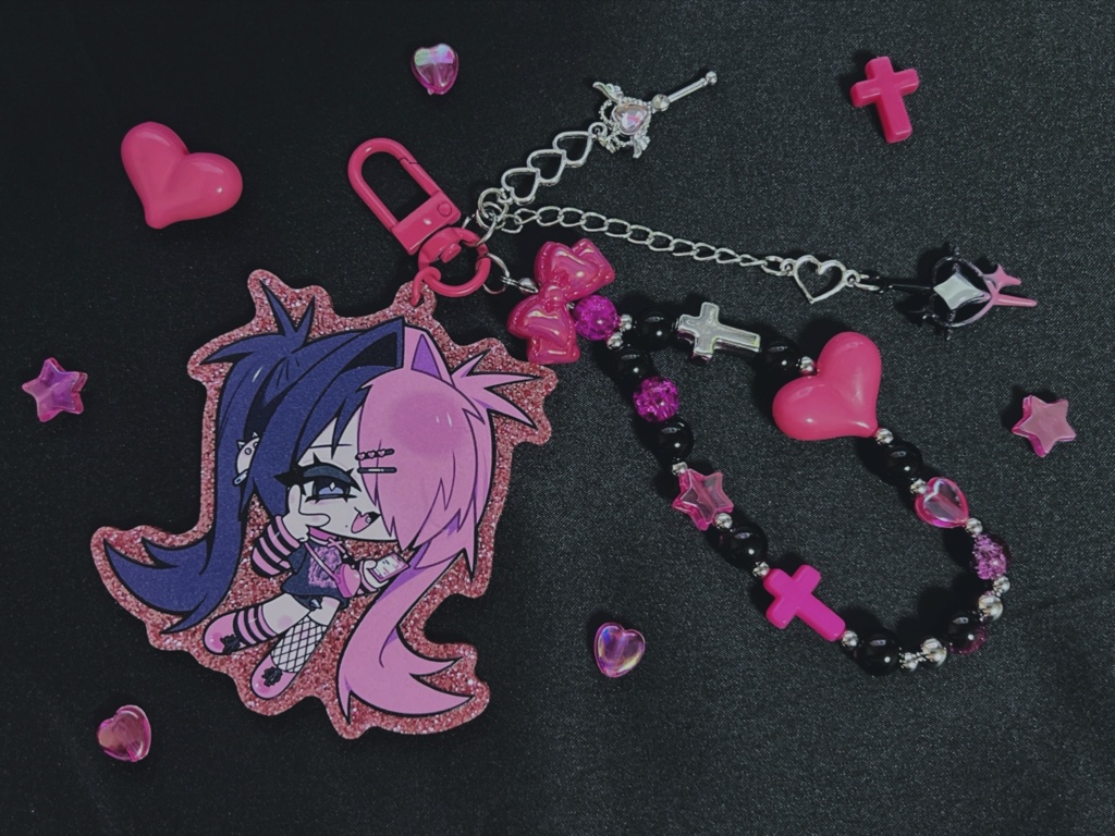 ﾊﾞﾁﾊﾞﾁ★ミニかわﾁｬｰﾑアクキー ピンク